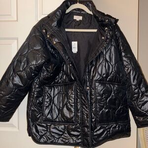 NWT Loft Cozy Light Weight Black Quilted Jacket Sz M